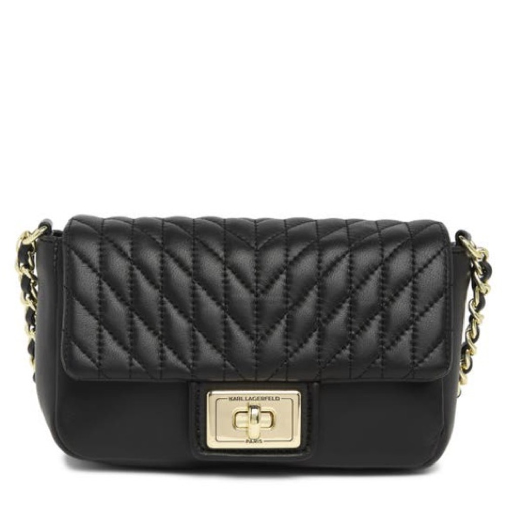 Karl Lagerfeld Agyness Quilted Leather Crossbody Chain Bag NWT